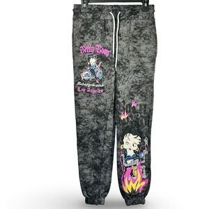 Betty Boop Motorcycle Club Tie Dye Knit Joggers Size XS Novelty Loungewear Punk